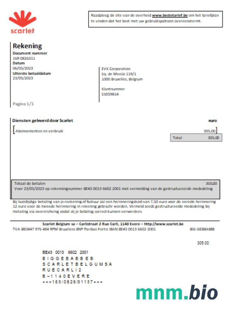 Scarlet Telekomunikacja rachunek za usługi komunalne